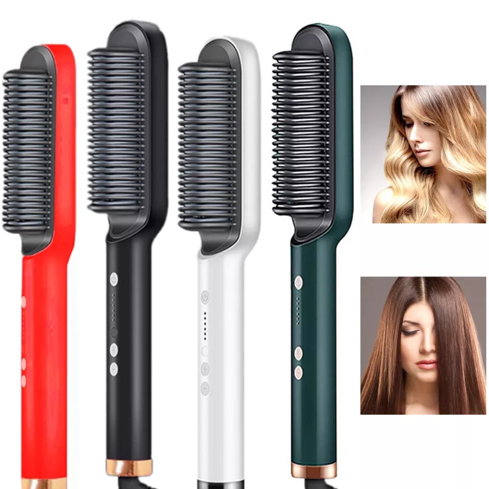 Hair Straightener Iron Brush Straight Hair Comb 2-in-1 Hair