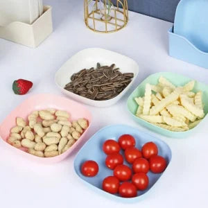 Square Plastic Dinner Plate Set (Set of 10 Pcs)
