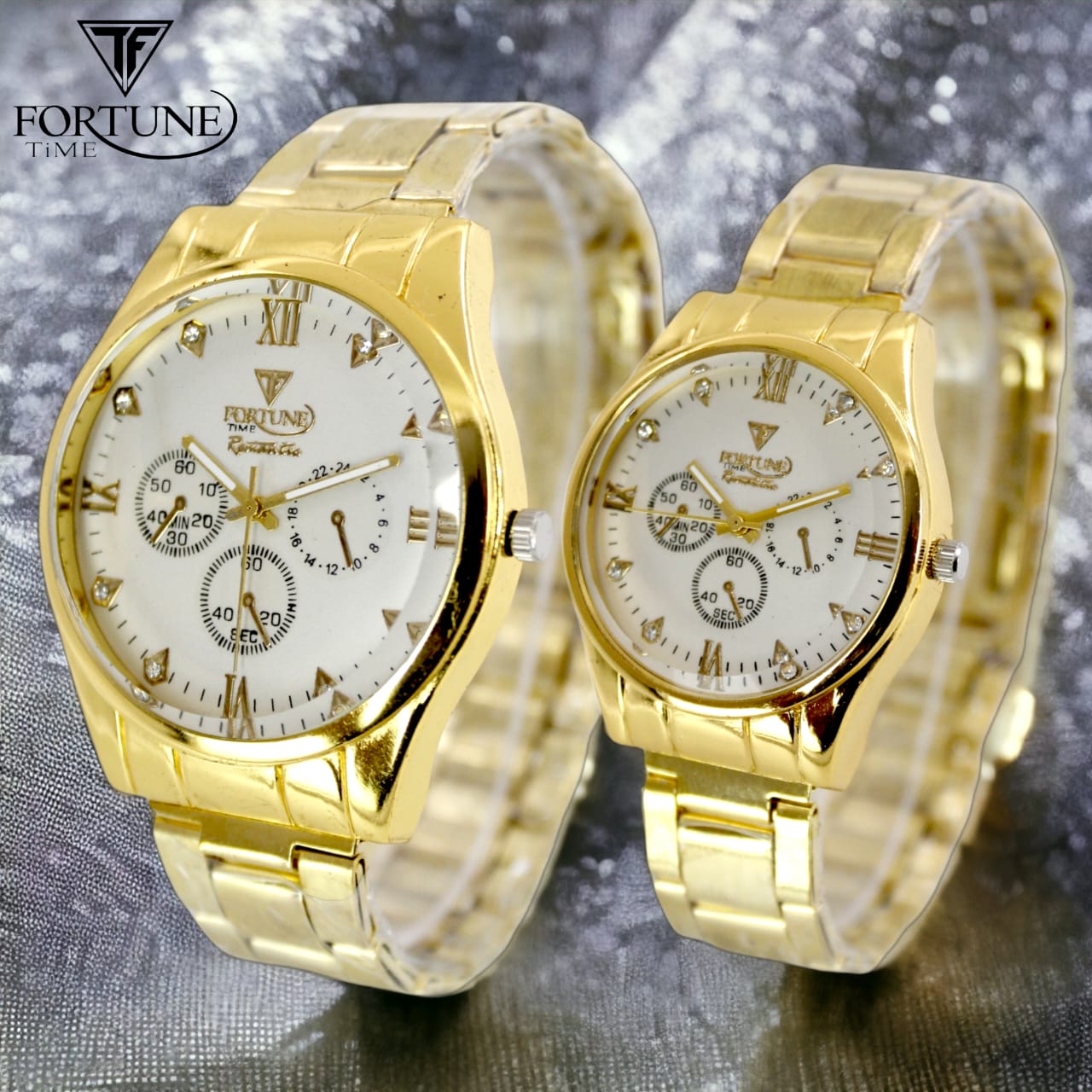Fortune Time Chronograph Round Dial Pair Watch