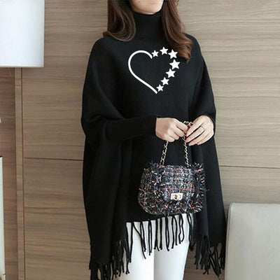 Black Printed Women Poncho ( Free Size)