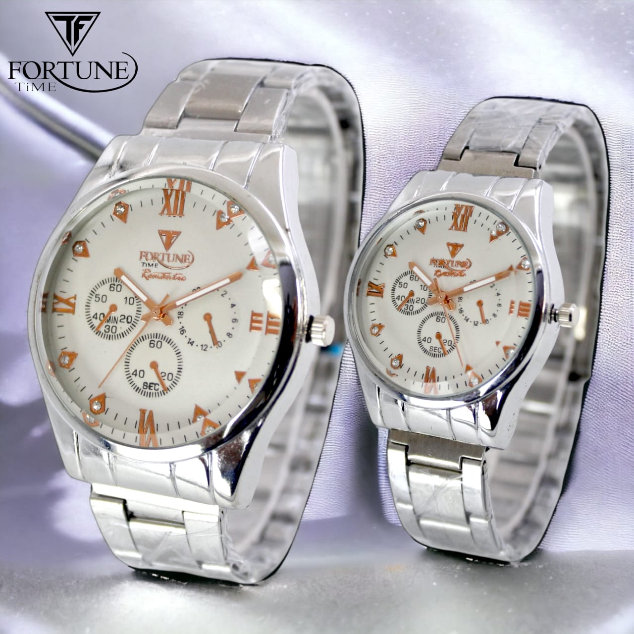 Fortune Time Chronograph Round Dial Pair Watch
