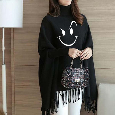 Black Printed Women Poncho ( Free Size)