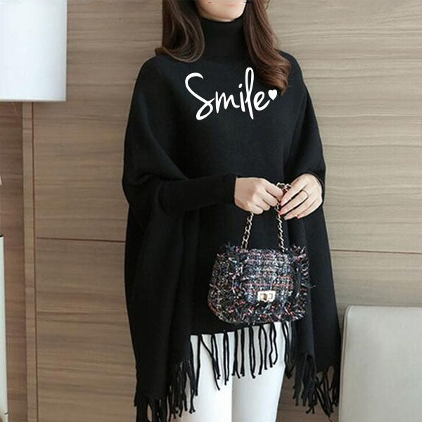 Black Printed Women Poncho ( Free Size)
