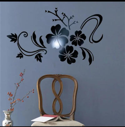 Fashion Flower Vines Mirror Wall Stickers DIY Decoration 3D Bathroom Room (Size 780x600mm)