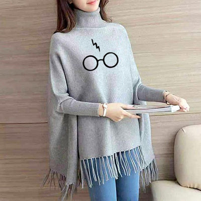 Grey Printed Women Poncho (free size)