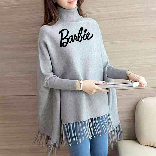 Grey Printed Women Poncho (free size)