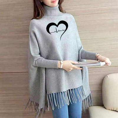 Grey Printed Women Poncho (free size)