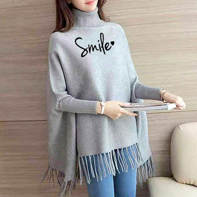 Grey Printed Women Poncho (free size)