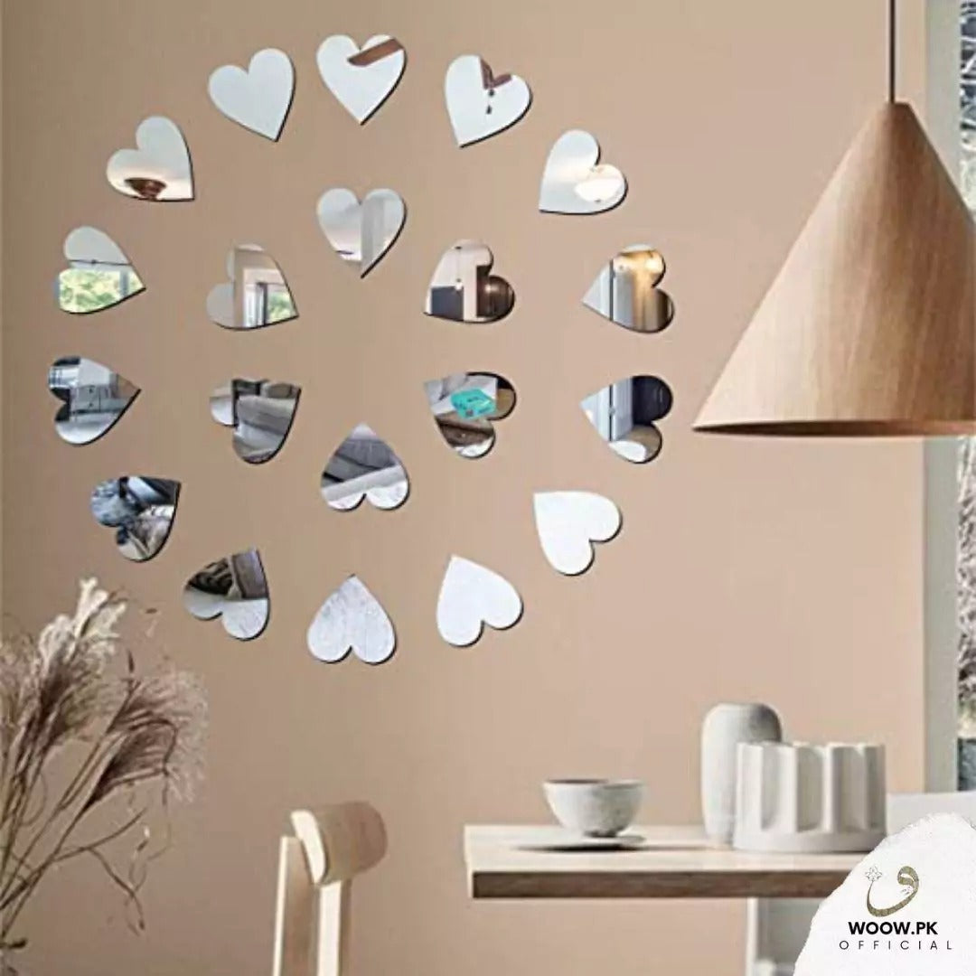 Acrylic Hearts Wall Stickers Each pack includes 18 pieces of heart packs.