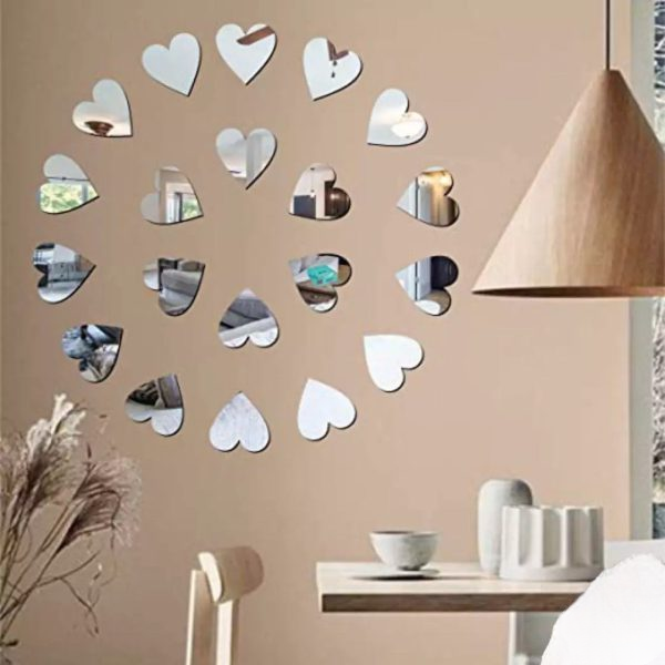 Acrylic Hearts Wall Stickers Each pack includes 18 pieces of heart packs.
